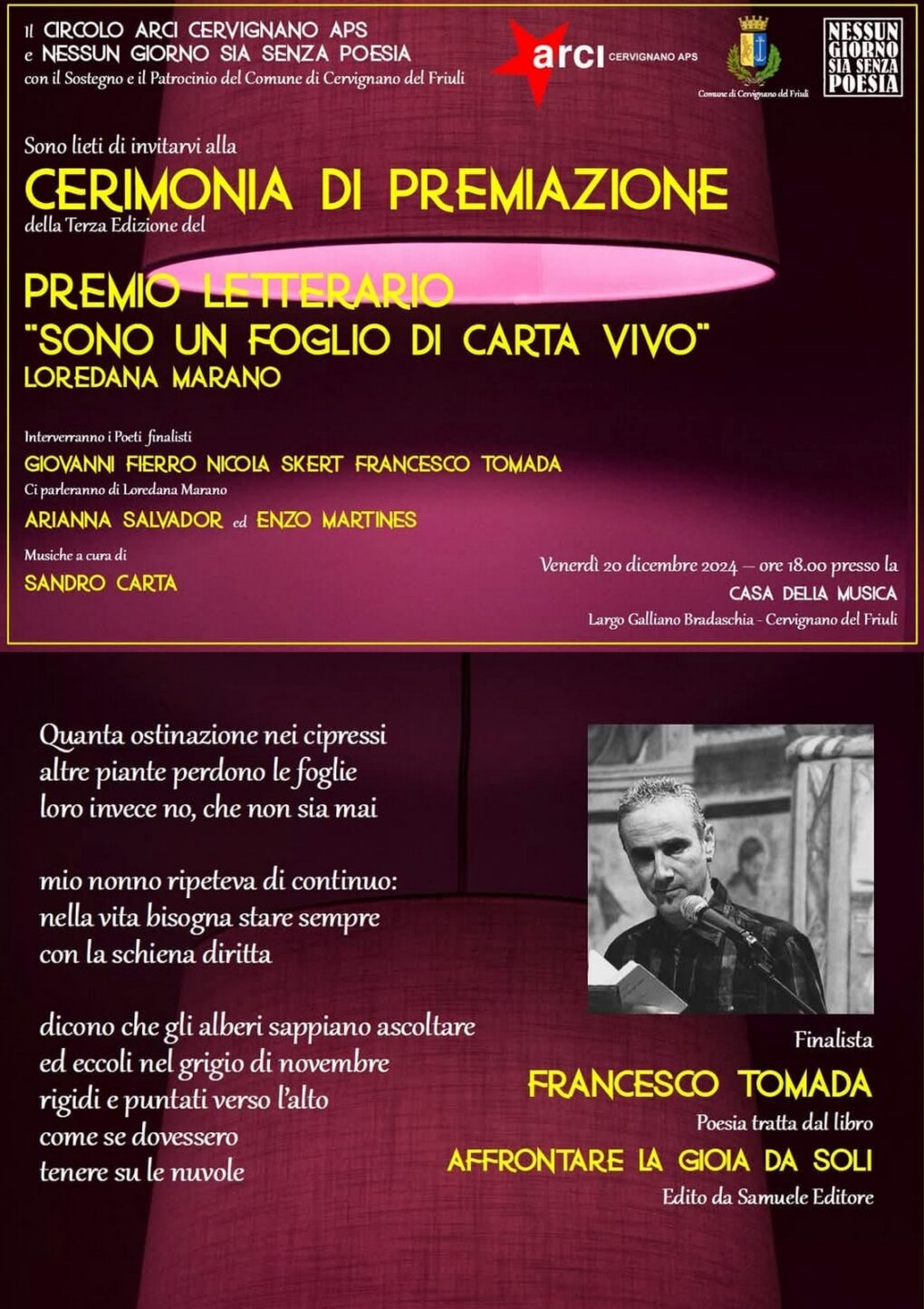 Scopri di più sull'articolo Affrontare la gioia da soli finalista al Premio “Sono un foglio di carta vivo” Loredana Marano – 20 dicembre